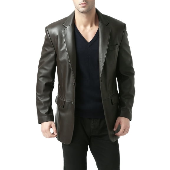 BGSD Men's Richard Classic Leather Blazer Lambskin Sport Coat Jacket (Regular, Big & Tall and Short)