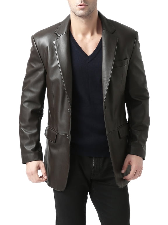 Men's Richard Classic Leather Blazer Lambskin Sport Coat Jacket (Regular, Big & Tall and Short)