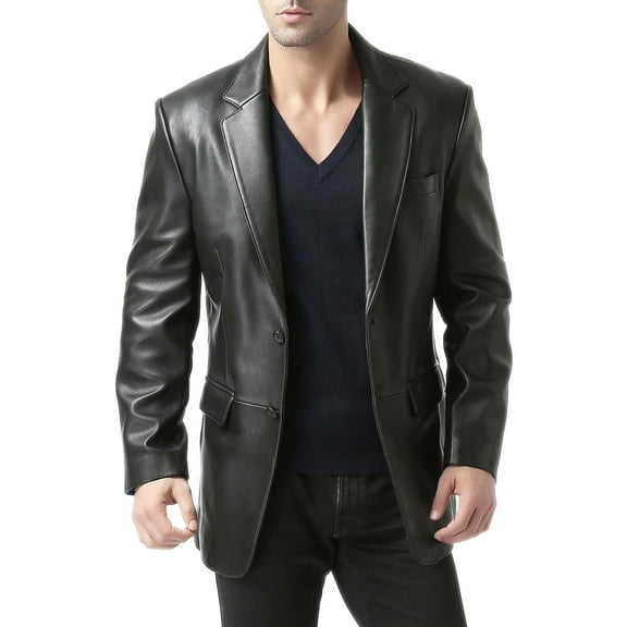 BGSD Men's Richard Classic Leather Blazer Lambskin Sport Coat Jacket (Regular, Big & Tall and Short)