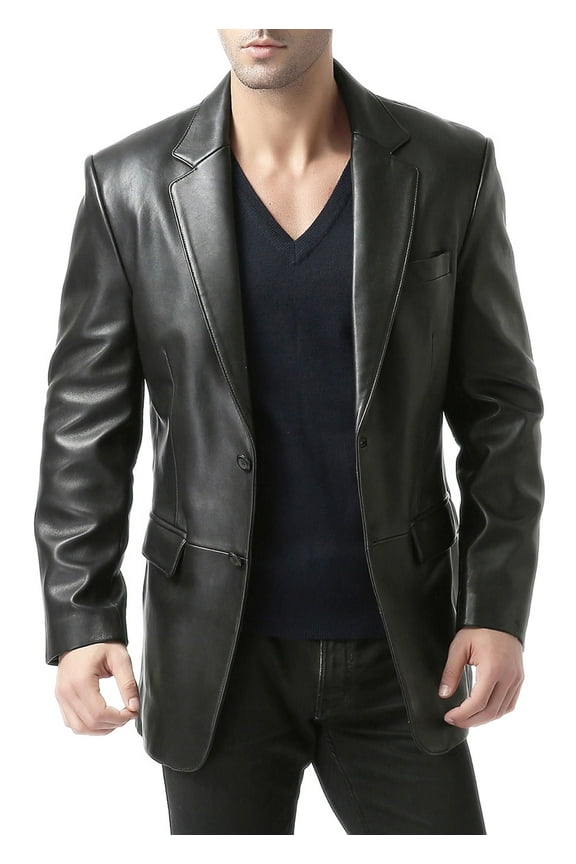 Men's Richard Classic Leather Blazer Lambskin Sport Coat Jacket (Regular, Big & Tall and Short)