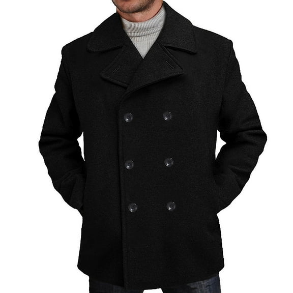BGSD Mens Mark Classic Wool Blend Pea Coat (Regular & Tall)