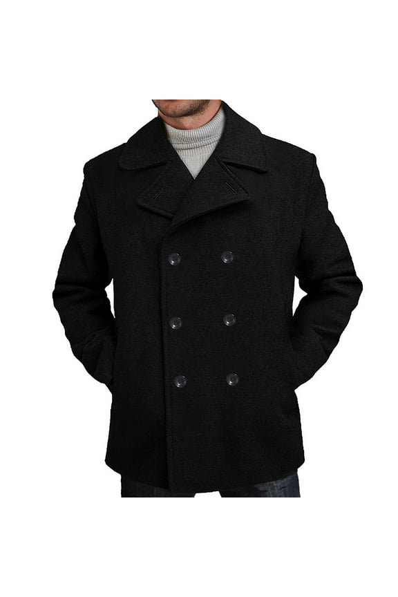 Mens Mark Classic Wool Blend Pea Coat (Regular & Tall)