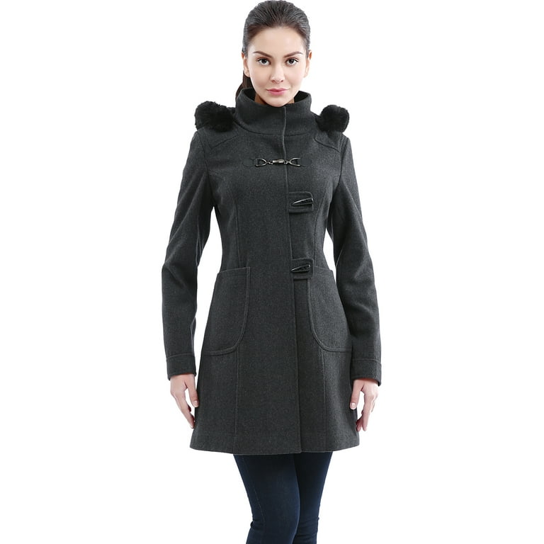 BGSD Women's 'Ryan' Wool Blend Hooded Melton Parka Coat