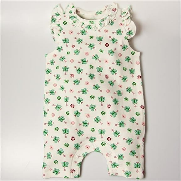 BGSRKM03 Sleeveless Butterfly Romper - White with butterfly prints, 0-3 months