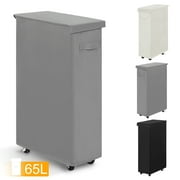 BGTREND 27.6'' Tall & Slim Laundry Hamper with Lid and Wheels Narrow Laundry Basket Collapsible Dirty Clothes Hamper Portable Laundry Storage Bin Oxford (65L, Gray)