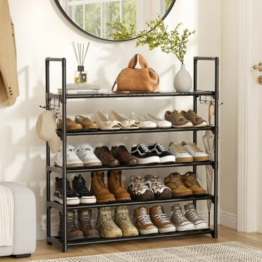 BGTREND 5 Tiers Shoe Rack Shoe Storage Organizer 15-20 Pairs Stackable Metal Shoe Shelf for Entryway Hallway Closet (33.5 inches, Black)