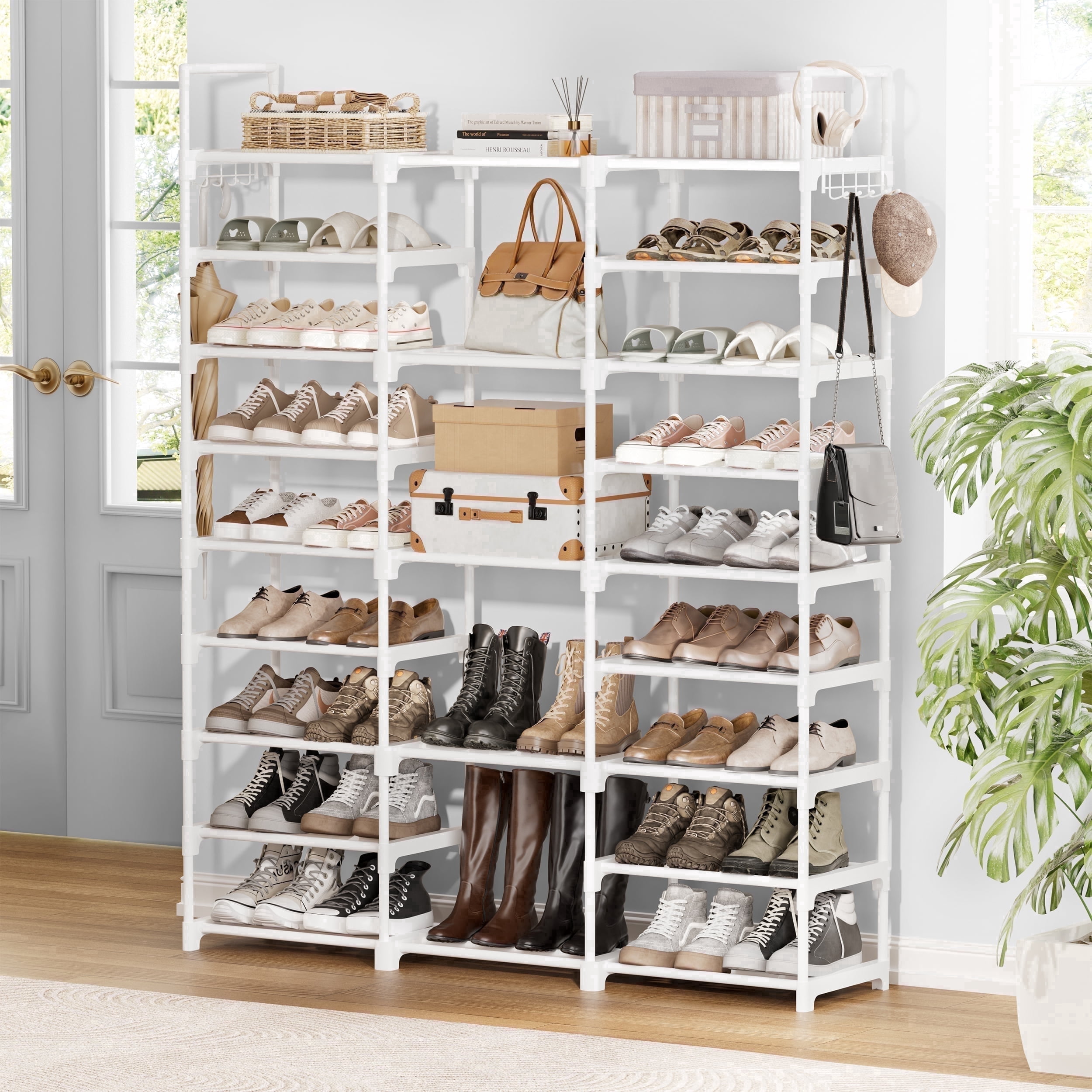 BGTREND 9-Tier 3-Column Shoe Rack, Metal Storage for 50-55 Pairs ...