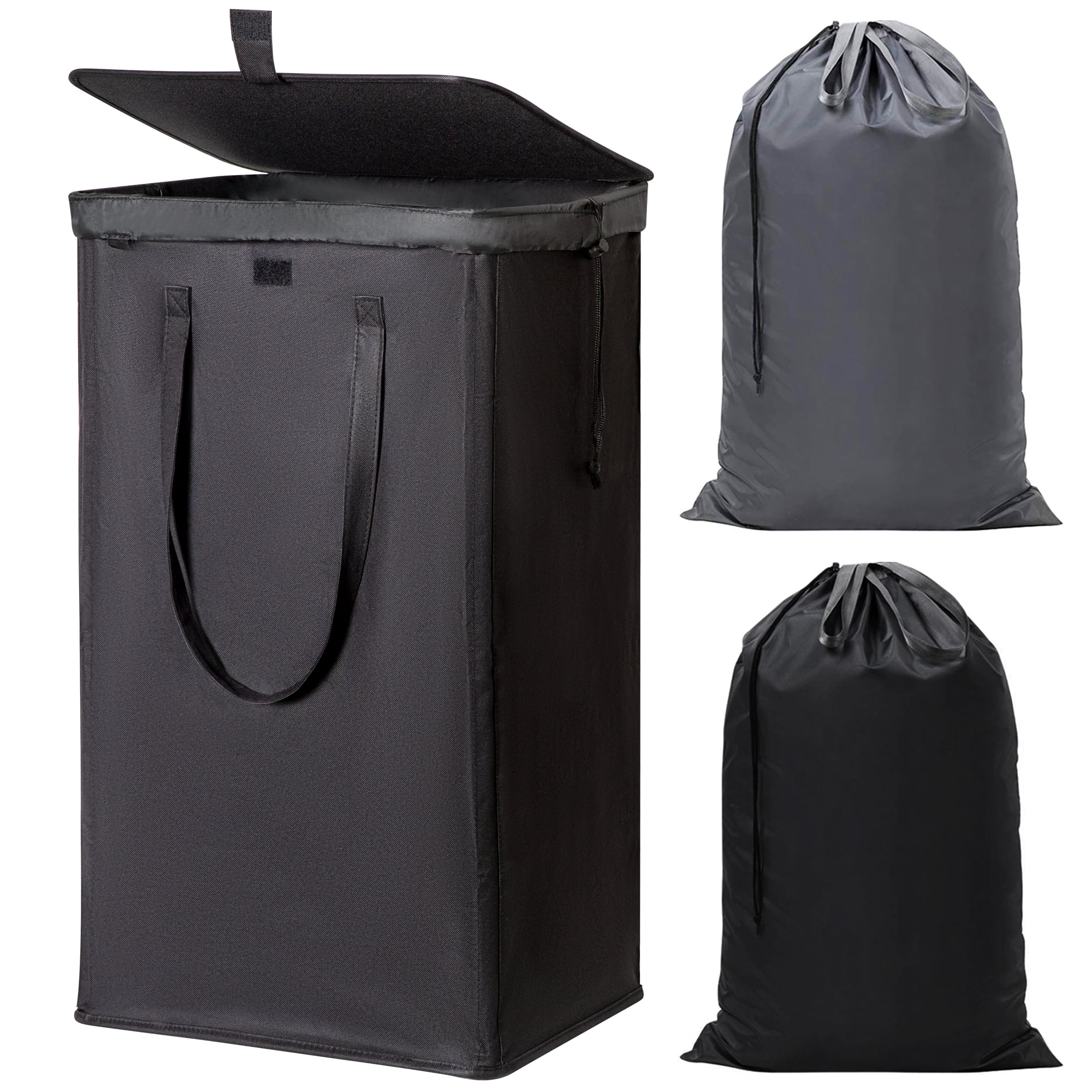 BGTREND Large 100L Cloth Laundry Hamper with Lid, 2 Removable Liner