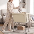 thumbnail image 1 of BGTREND 130L Rolling Laundry Cart with Storage Shelf, Metal Frame Clothes Hamper with Removable Bag, 4 Casters with 2 Brakes, Utility Carts, Beige, 1 of 8