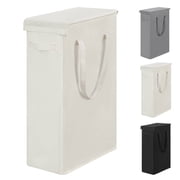 BGTREND Tall & Slim Laundry Hamper with Lid and handles Narrow Laundry Basket Collapsible Dirty Clothes Hamper Portable Laundry Storage Bin Oxford (45L, Beige)