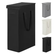 BGTREND Tall & Slim Laundry Hamper with Lid and handles Narrow Laundry Basket Collapsible Dirty Clothes Hamper Portable Laundry Storage Bin Oxford (45L, Black)