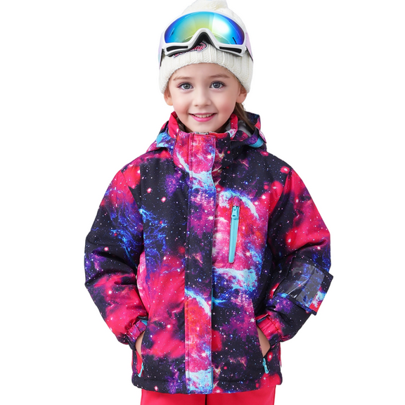 BGX Girls Ski Jacket Waterproof Insulated Warm Winter Snow Coat With Hooded Snowboard Skiing Jackets for Kids(10-11 Years, Nebula)