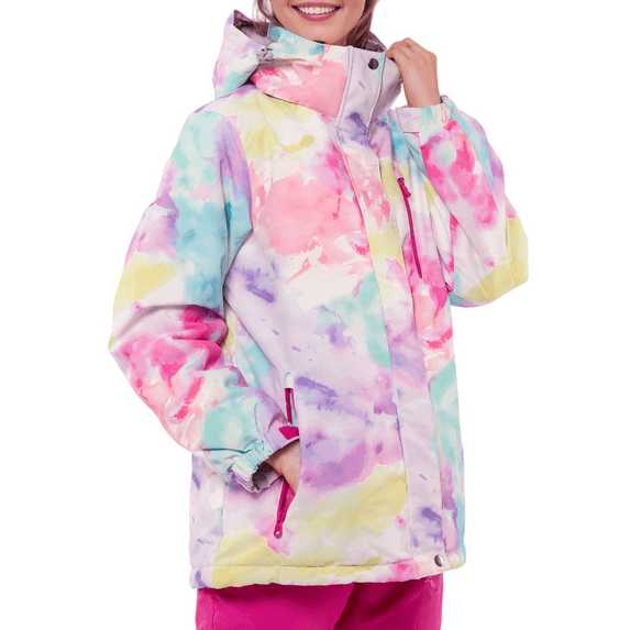 BGX Women's Ski Jacket Waterproof Winter Snow Coats With Hooded for Skiing Snowboarding Outdoor(Watercolor,S)