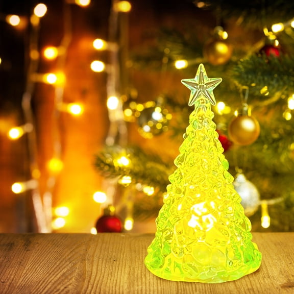 BGZLEU 10CM Lighted Glass Christmas Tree Figurine, Light-Up Mercury Glass Christmas Tree,Tabletop Display Figurine with LED Lights for Centerpieces Window Tabletop Mantel
