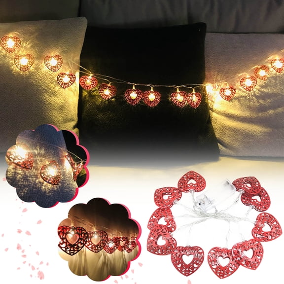 BGZLEU 10ft 20LED Valentines Day Decorations String Lights, Heart Shape Hanging Garland Valentines Day Decor for Indoor Outdoor Home Room Party Wedding