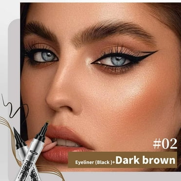 BGZLEU 2 in 1 Magic 4-Tip Eyebrow Pen, Long-Lasting Natural Eyebrow Microblade Eyebrow Pen, 2024 New 3D Waterproof & Sweat-proof Microblading Eyebrow Pencil Contouring Pen (Dark Brown)