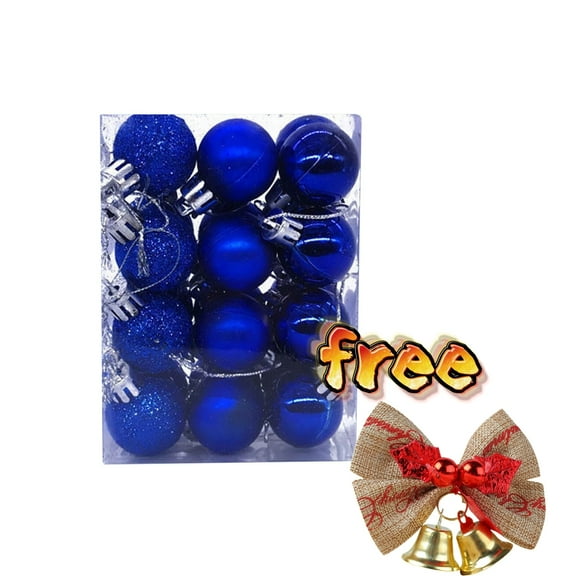 BGZLEU 24Pcs Blue & Silver Christmas Balls Ornaments Set - 3cm /1.18 inch Christmas Balls - Shatterproof Plastic Decorative Baubles for Xmas Tree Decor Holiday, Wedding, Party Decoration