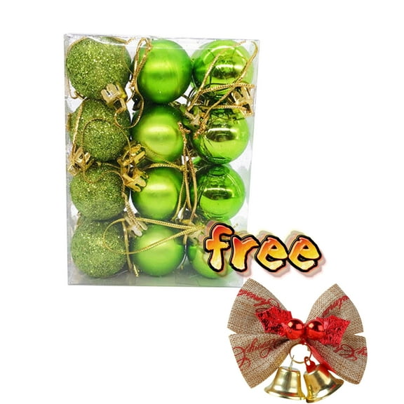 BGZLEU 24Pcs Green & Silver Christmas Balls Ornaments Set - 3cm /1.18 inch Christmas Balls - Shatterproof Plastic Decorative Baubles for Xmas Tree Decor Holiday, Wedding, Party Decoration