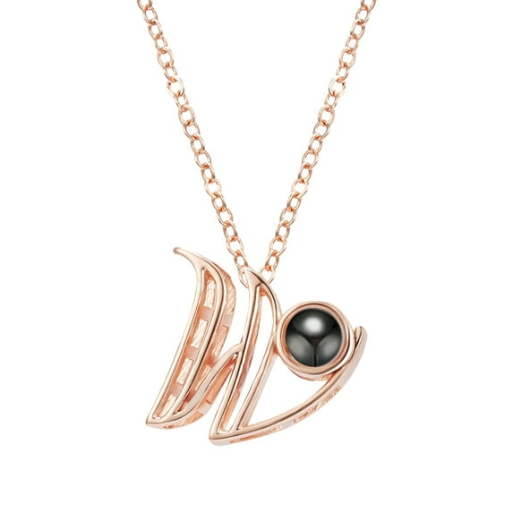 BGZLEU 26 Letter Necklace,I Love You Necklace 100 Languages Projection Heart Pendant Necklace,Gifts for Mom Mama Mother's Day Wife Girlfriend Wedding Birthday