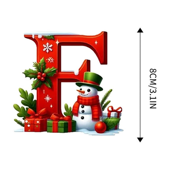 BGZLEU 26 Snowman Alphabet Ornaments for Christmas Tree Red Initial Letter Hanging Pendant with Green Hat Mini Monogram Hanging Decorations for Christmas Tree Party Gifts DIY Decor (F)