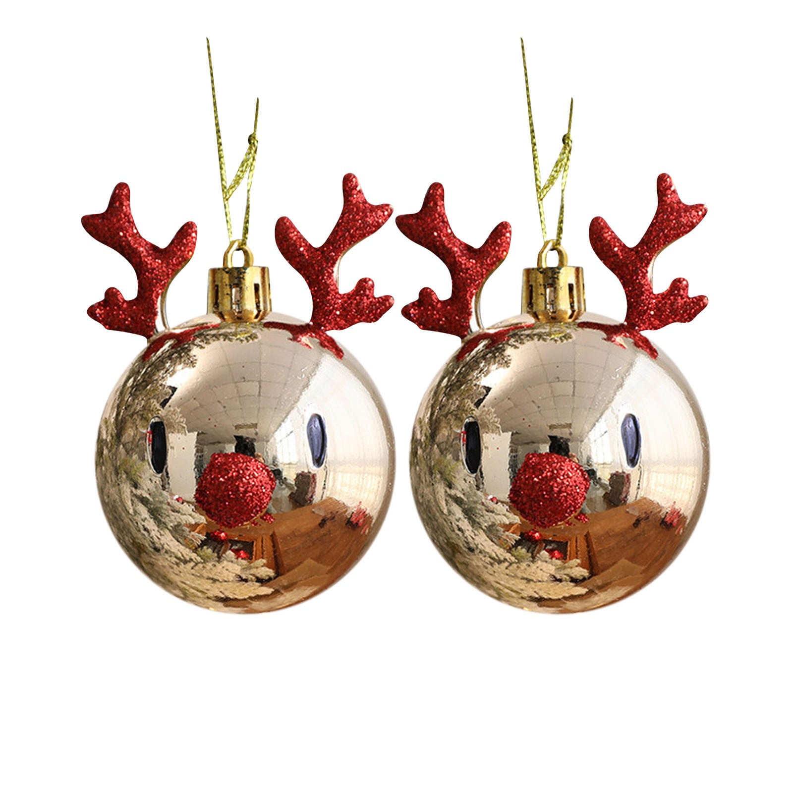 BGZLEU 2Pcs Christmas Ball Ornaments, Elk Ball Hanging Ornament ...