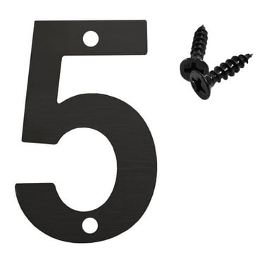 BGZLEU 3.5 Inch House Number, Address Number for Outdoor Signs, Vintage Cast Iron Metal Solid Number Door Mailbox Decor with Screws, Black Home Number 5