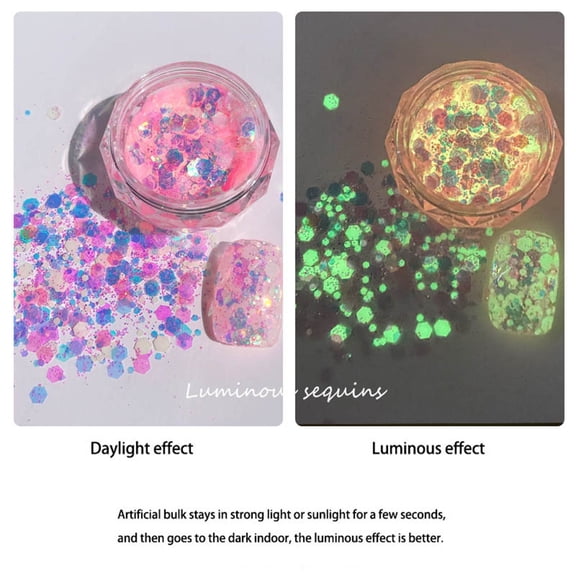 BGZLEU 5 Colors Luminous Nail Glitter Sequins,Fluorescent Hexagon Flakes Decoration,Glow Ultra-Thin Confetti Nails Supplies for Nail Salon，Holographic Night Fun Nail Decoration Fluorescent
