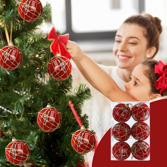 BGZLEU 60MM/2.34" Christmas Ornaments Set, 6PCS Shatterproof Decorative Hanging Ball Ornament with Stuffed Delicate Decorations, Xmas Tree Balls for Halloween Holiday Party Thankgivings