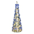 thumbnail image 1 of BGZLEU 6ft Pre lit Eject Christmas Tree with Lights, Pre-Decorated Artificial Pencil Xmas Tree Collapsible Christmas Tree Holiday Party Decorations (Blue), 1 of 5