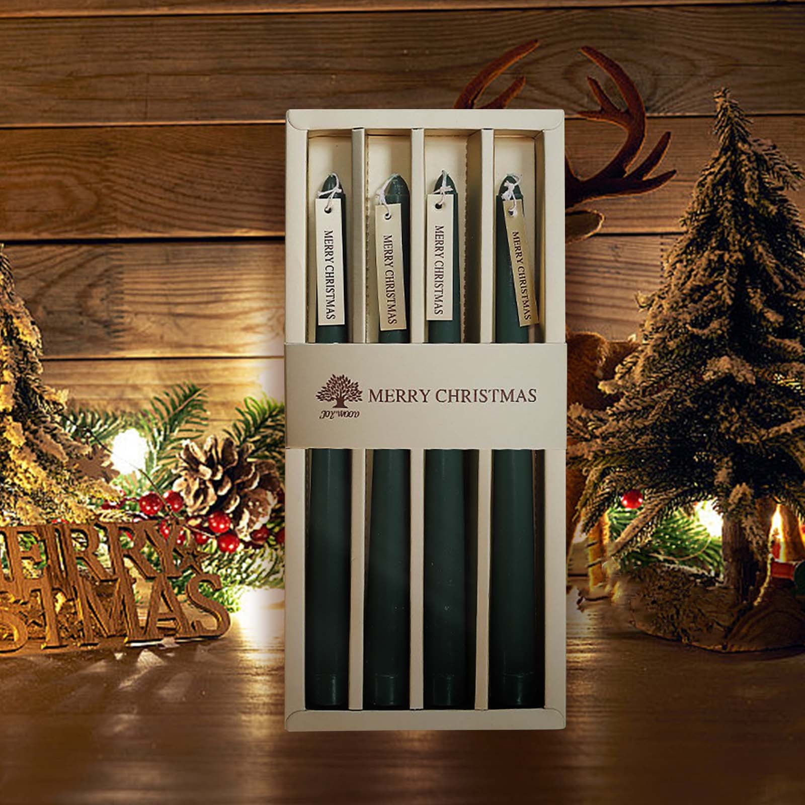 BGZLEU 9.8 Inch Green Taper Candles Set of 4 Unscented, Smokeless