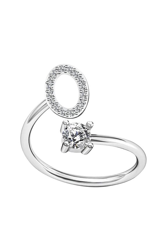 BGZLEU 925 Sterling Silver Initial Letter Rings for Women,Adjustable Letter A-Z Ring with Cubic Zirconia,Stackable Alphabet Ring,Jewelry Christmas Birthday Valentine's Day Gifts