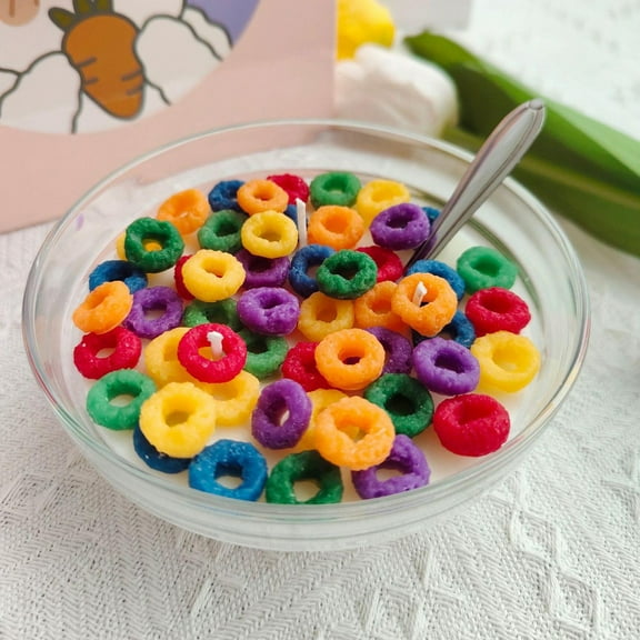 BGZLEU Cereal Candle Vanilla Candle Food Candles Gifts for Women Food Candles Fruit loops Ice Cream Candle Soy Wax Vanilla Scented Cool Cute Candle aesthetic gifts valentines gifts (B)