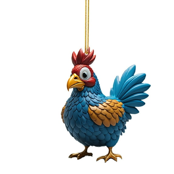 BGZLEU Christmas Chicken Ornament,Christmas and New Year Rooster Decorations, Acrylic car Ornaments, Hanging Chicken Decor with Hanging, Home Craft Ornaments Tree Ornament