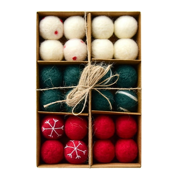 BGZLEU Christmas Handmade Felt Balls - Bulk Quantity 24 - Classy Christmas Colors - 100% Wool Poms for Crafting, Garland Making, Deep Xmas Color Scheme