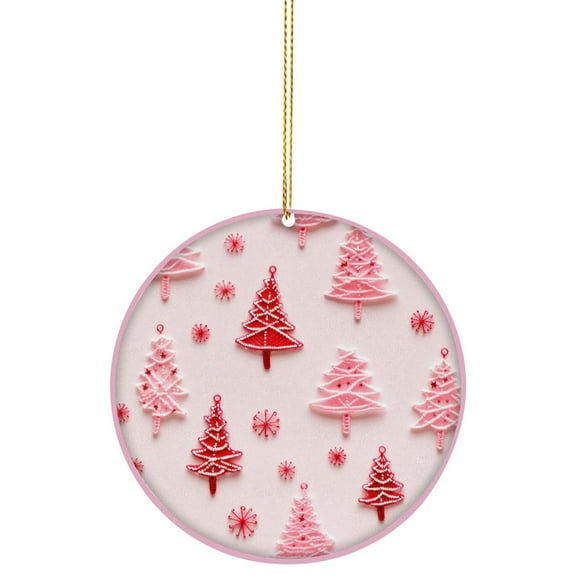 BGZLEU Christmas Ornaments Tree Decorations - Pink Santa Claus Acrylic Round Ornaments Hanging Decorations for Christmas Tree Home Decor