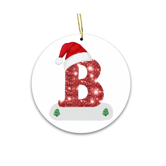 BGZLEU Christmas Round Ornament Initial Letter A Christmas Tree Ornament Gnome Sock Hat Monogram 3.2 Inch Red Truck Xmas Just Married Newlyweds Wedding Gifts Christmas Tree Ornament Gift 2024