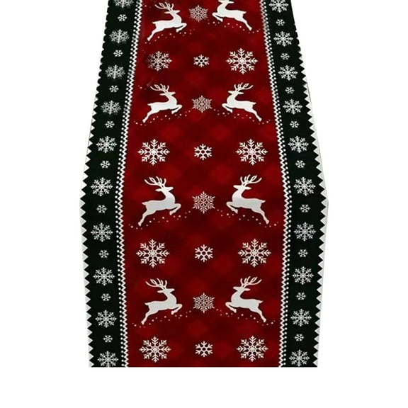 BGZLEU Christmas Table Runner ,Santa Elk Snowman Snowflake Pine Seasonal Farmhouse Burlap Indoor Kitchen Dining Table Decorations for Home Party,13x72 Inches