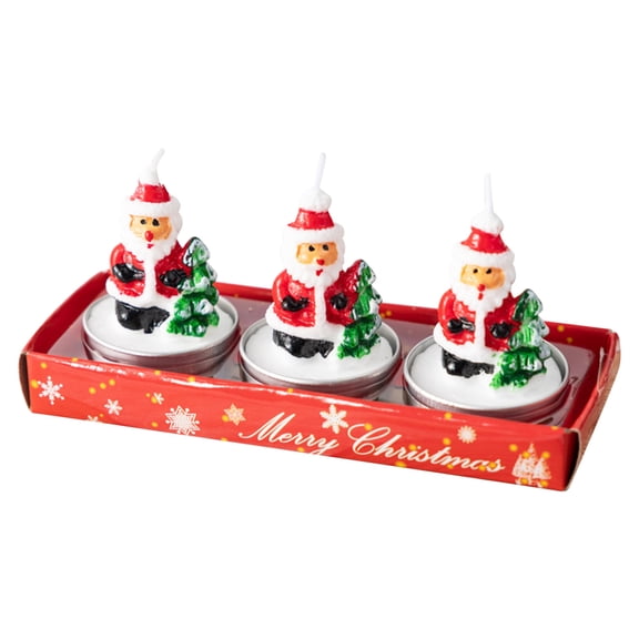 BGZLEU Christmas Tree Tealight Candles Handmade Delicate Tree Candles Set - Includes 3 Christmas Tealight Candles in Festive Designs - Tealight Candles for Holiday Christmas Décor(Santa Claus)