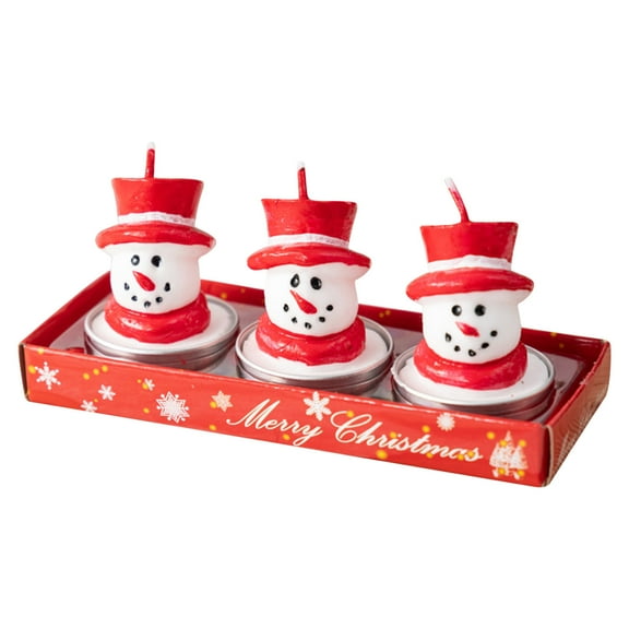 BGZLEU Christmas Tree Tealight Candles Handmade Delicate Tree Candles Set - Includes 3 Christmas Tealight Candles in Festive Designs - Tealight Candles for Holiday Christmas Décor（Snowman）