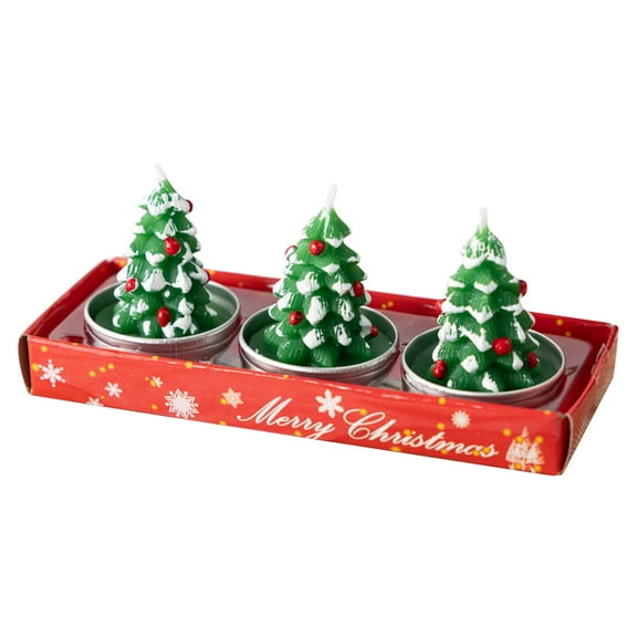 BGZLEU Christmas Tree Tealight Candles Handmade Delicate Tree Candles Set - Includes 3 Christmas Tealight Candles in Festive Designs - Tealight Candles for Holiday Christmas Décor(Christmas Tree)