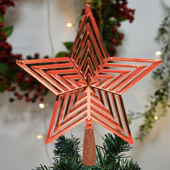 BGZLEU Christmas Tree Topper Star Tree Topper Christmas Trees Snowman Christmas Decorations Small Xmas Tree Topper Christmas Ornaments Large Small Tree Topper Tree Star（7In, Red）