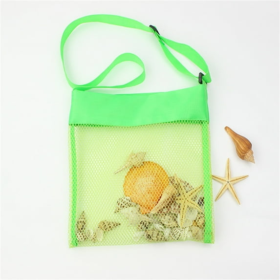 BGZLEU Colorful Mesh Beach Bags, Sea Shell Bags, Beach Shell Bags Adjustable Carrying Straps Bags for Kids