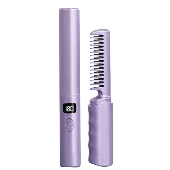 BGZLEU Cordless Hair Straightener Brush - Portable Straightening Brush for Travel, Mini Ionic Hot Comb Straightener for Women, Lightweight on-The-go, Cordless and Fast Charger Dual Power