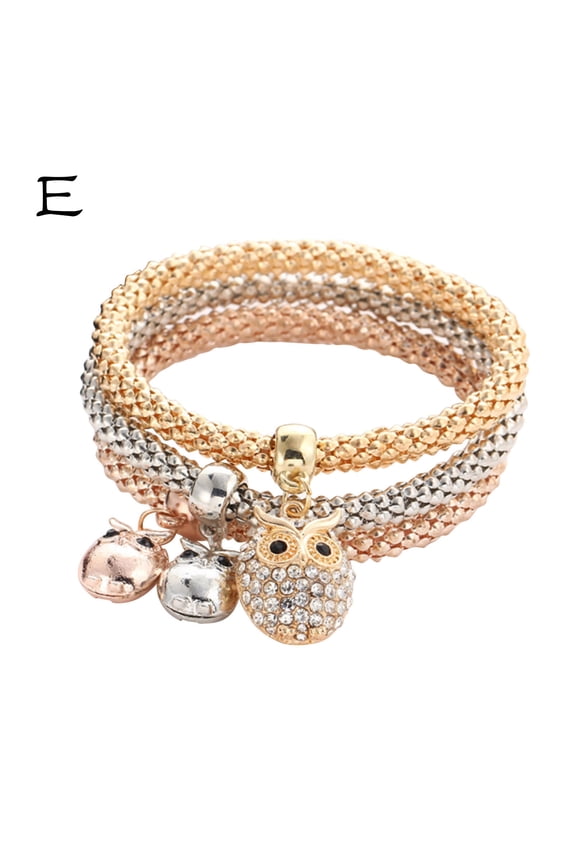 BGZLEU Crystal Charms Multilayer Bracelets - Gold/Silver/Rose Gold Corn Chain Bracelet for Women, Tree of Life Heart Shaped Stretch Bracelet