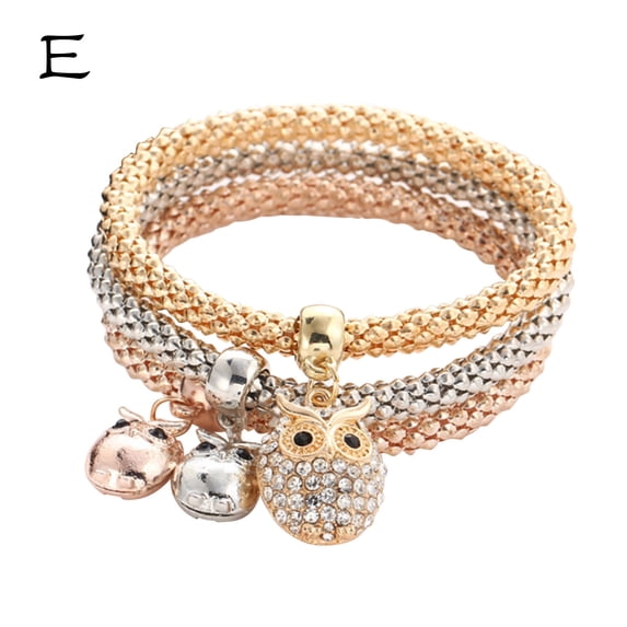 BGZLEU Crystal Charms Multilayer Bracelets - Gold/Silver/Rose Gold Corn Chain Bracelet for Women, Tree of Life Heart Shaped Stretch Bracelet