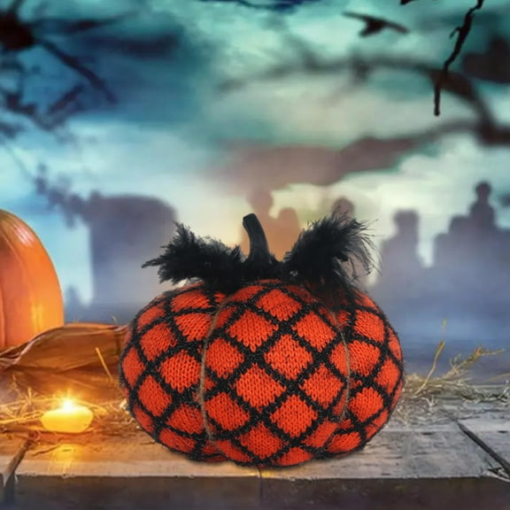 BGZLEU Fabric Decorative Soft Wool Pumpkin Exquisite Polyester Pumpkins Thanksgiving Halloween Party Decoration, Halloween Thanksgiving Party Fabric Pumpkin Decoration (Orange)