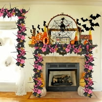 BGZLEU Fall Leaf Garland Halloween Artificial Maple Leaves Garland 5.74FT Thanksgiving Decorations Fall Table for Autumn Harvest Party Farmhouse Front Door Decor（Black and Autumn Pink）
