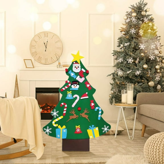 BGZLEU Felt Christmas Tree Set for Toddlers Kids，43.3 In Wall Hanging DIY Christmas Tree with Detachable Ornaments for Xmas Gifts Home Decoration, Christmas gift for children Kid