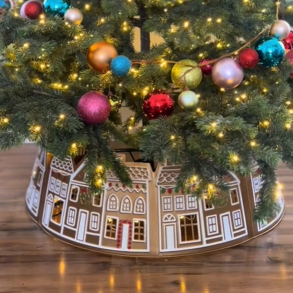 BGZLEU Gingerbread House Christmas Tree Collar LED Christmas Tree Collar Suitable For Gingerbread House Christmas Tree Skirt LED Christmas Tree Collar Diameter 60CM/23