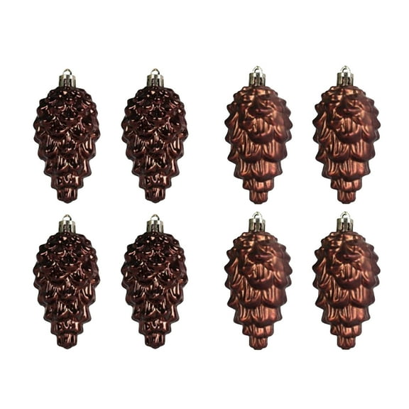 BGZLEU Glitter Christmas Tree Pinecone Ornaments, Hanging Pine Cone Ornaments 3.5 Inch for Christmas Tree Decor, Hanging Pine Cone Shape Christmas Decorations, 6PCS Coffee